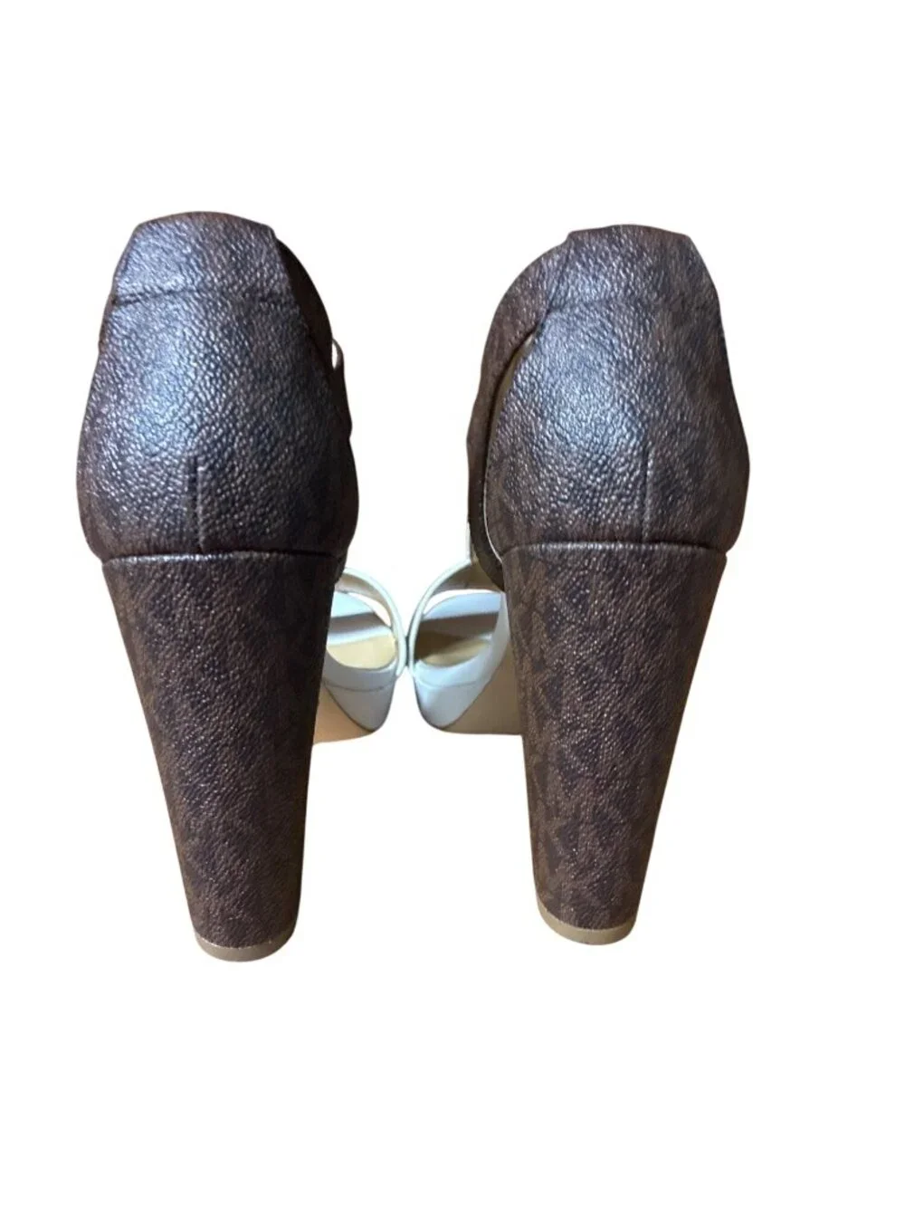 Michael Kors Berkley Sandal OP White Brown Leather Slingback Sandal‎ Heels 9M